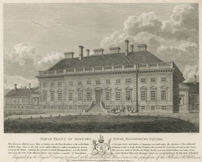 Severní fronta Bedford House, Bloomsbury Square, Londýn od English School