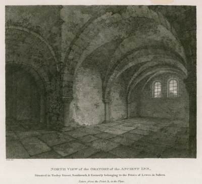 Severní pohled na Oratory of the Ancient Inn nacházející se v Tooley Street, Southwark od English School