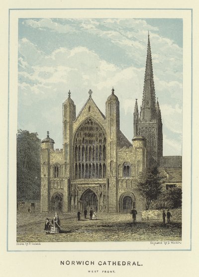 Norwichská katedrála, západní fronta od English School