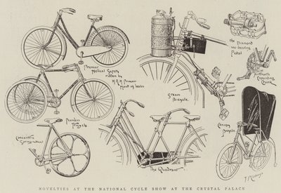 Novinky na Národní cyklistické výstavě v Crystal Palace (rytina) od English School