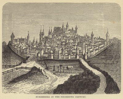 Norimberk v šestnáctém století (rytina) od English School