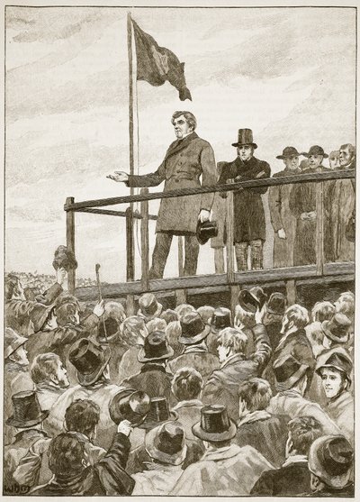 OConnell na setkání v Trimu, 1843, ilustrace z Cassells Illustrated History of England (sépiová fotografie) od English School