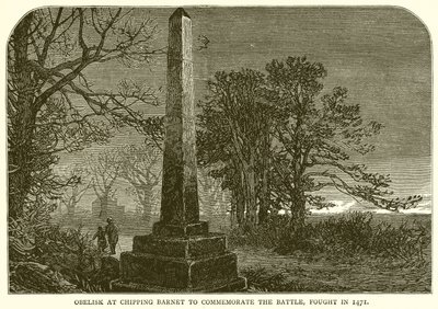 Obelisk u Chipping Barnet na památku bitvy, vybojované v roce 1471 od English School