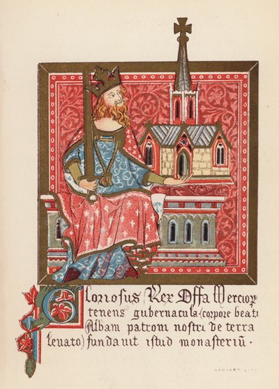 Offa, král Mercie (barevná litografie) od English School