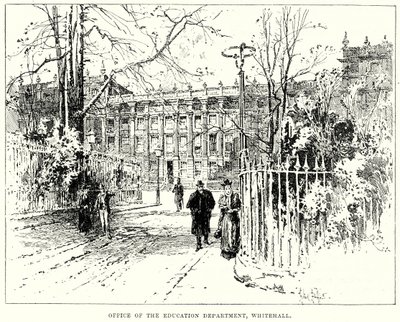Úřad ministerstva školství, Whitehall (rytina) od English School