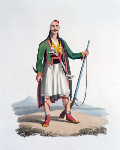 Důstojník Spahis, 1818 (barevná akvatinta) od English School