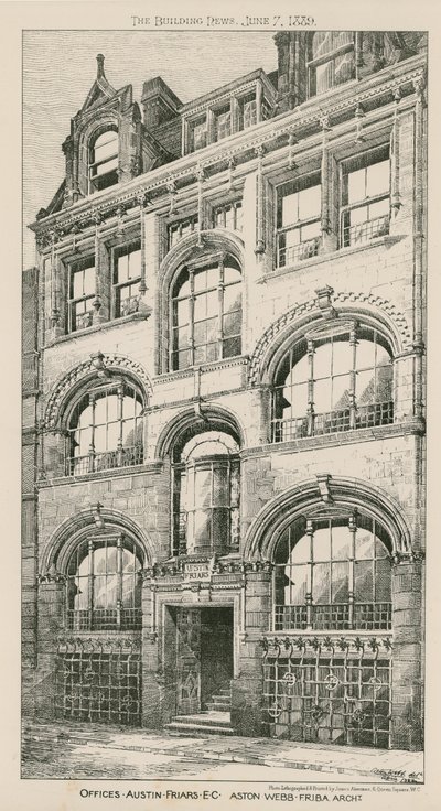 Kanceláře, Austin Friars, London EC, Aston Webb, architekt od English School