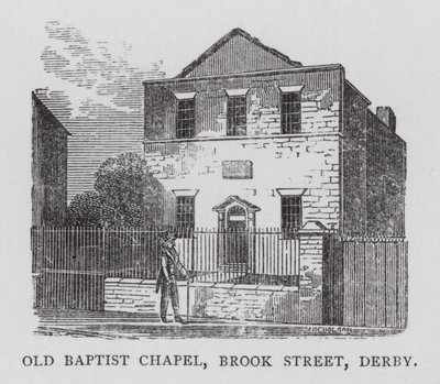 Old Baptist Chapel, Brook Street, Derby (rytina) od English School