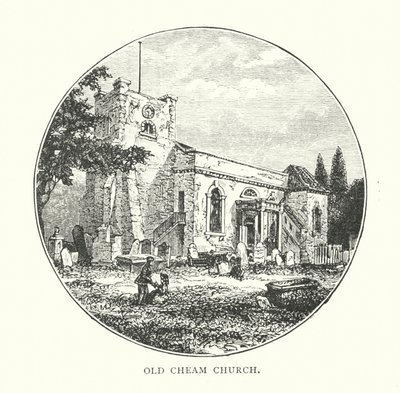 Starý kostel v Cheamu (rytina) od English School