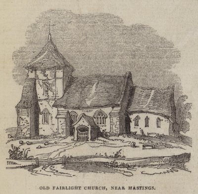 Old Fairlight Church, poblíž Hastings (rytina) od English School