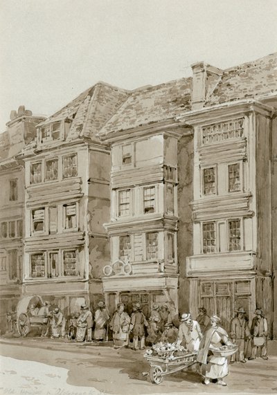 Staré domy v Aldersgate Street (wc na papíře) od English School