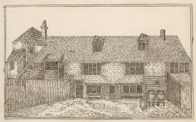 Old Pied Bull, Islington (zadní) (inkoust na papíře) od English School