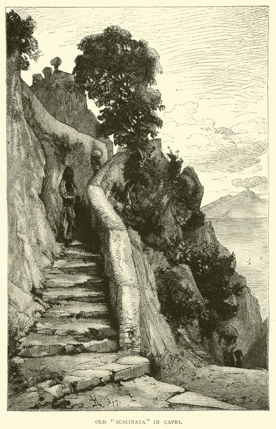 Staré schodiště na Capri od English School