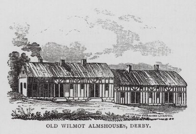 Old Wilmot Almshouses, Derby (rytina) od English School