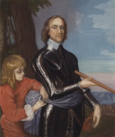 Oliver Cromwell (barevné lito) od English School