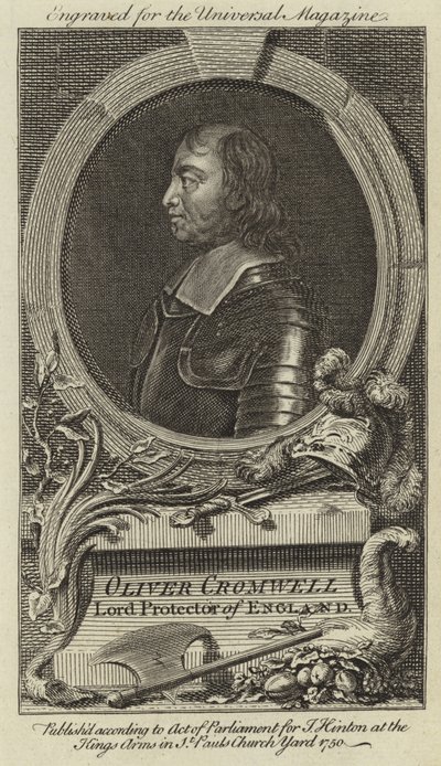 Oliver Cromwell, lord protektor Anglie od English School
