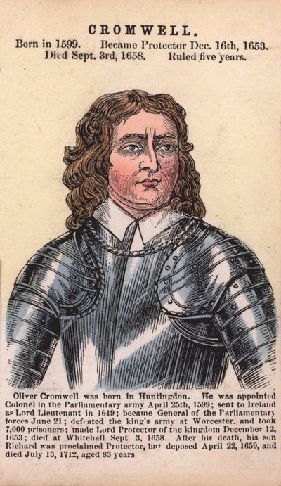 Oliver Cromwell, Protector (barevné rytí) od English School