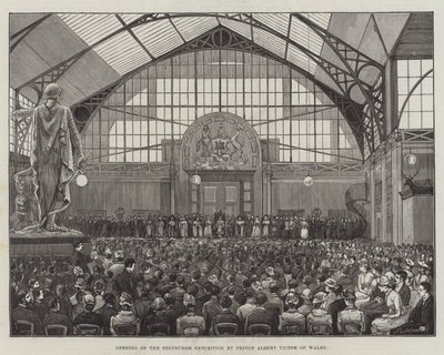 Zahájení výstavy v Edinburghu prince Albert Victor z Walesu (rytina) od English School
