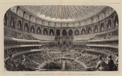 Otevření Royal Albert Hall of Arts and Sciences jejím Veličenstvom, 29. března 1871 (rytina) od English School