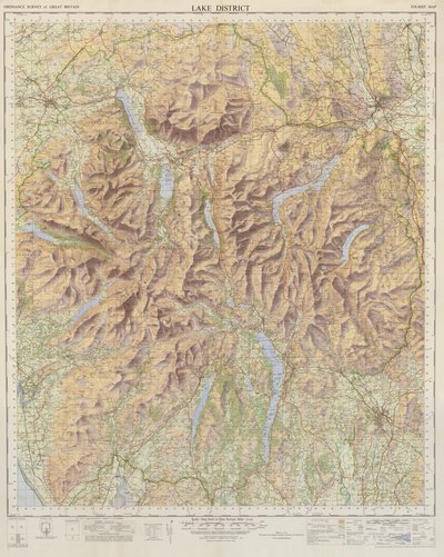 Ordnance Survey Mapa Lake District (barevná litografie) od English School