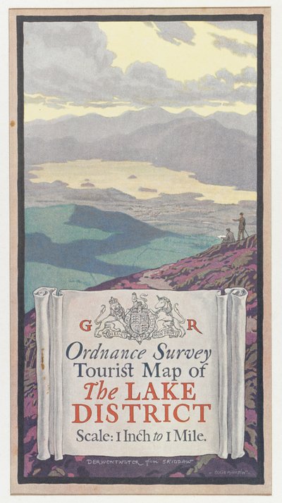 Ordnance Survey Tourist Map of the Lake District, c.1920 (barevné lito) od English School