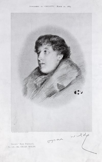 Oscar Wilde (1854-1900) Bijou Portrait ze společnosti od English School