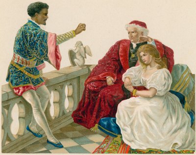 Othello mluví s Desdemonou a jejím otcem od English School