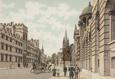 Oxford: High Street (barevná litografie) od English School