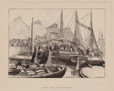 Ústřicové lodě v Billingsgate (rytina) od English School
