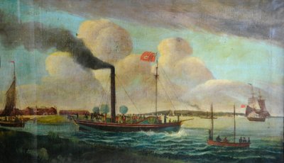 P.S. Královská listina na břehu vody v Bartonu, asi 1850 (olej na plátně) od English School