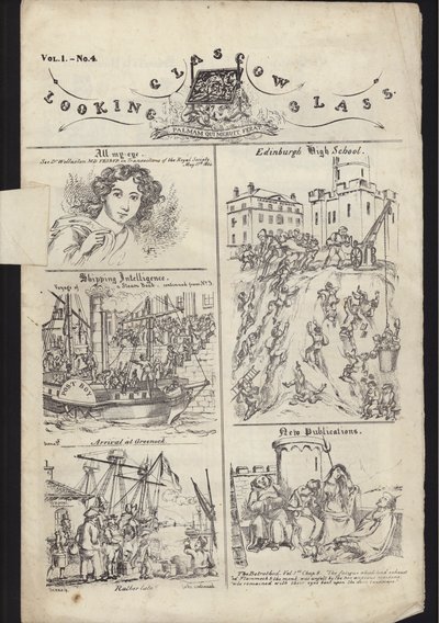 Stránka z letáku o glasgowském veletrhu, vydaného 23. července 1835 (rytina) od English School