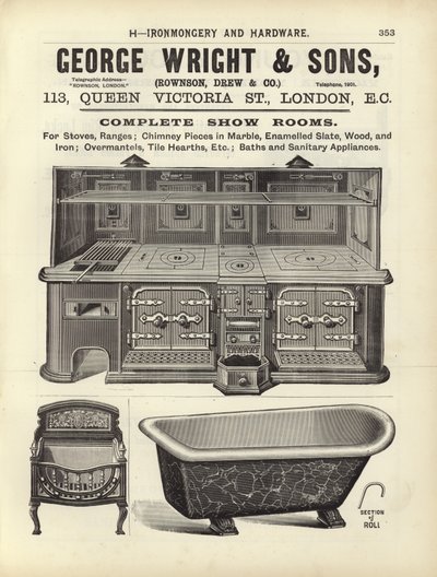 Stránka z Kompendia architektů, geodetů a inženýrů z roku 1892 od English School