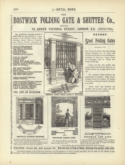 Stránka z Kompendia architektů, geodetů a inženýrů z roku 1892 od English School