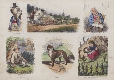 Stránka z Atraktivní obrázkové knihy (barevná rytina) od English School
