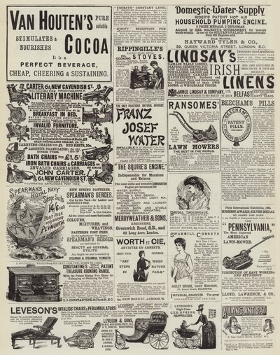 Stránka s inzeráty (rytina) od English School
