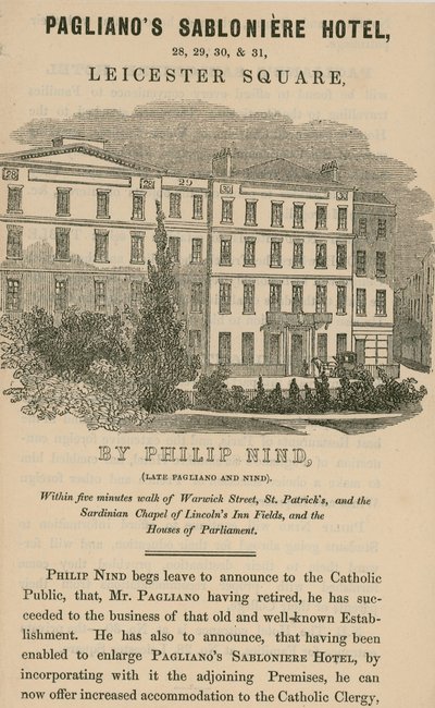Paglianos Sabloniere Hotel, Leicester Square, Londýn od English School