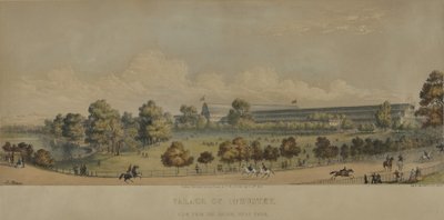 Palác průmyslu; Pohled z mostu, Hyde Park, 1851 od English School