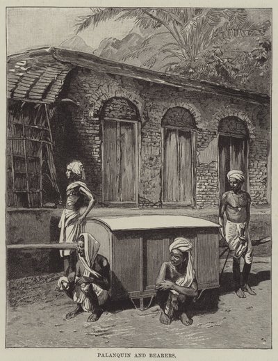 Palanquin a nositelé (rytina) od English School