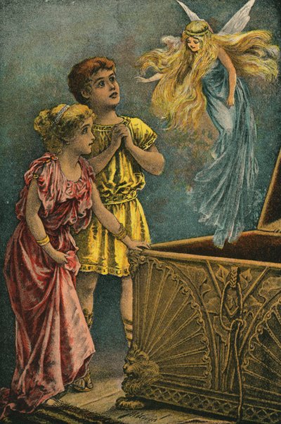 Pandořina skříňka (barevná litografie) od English School