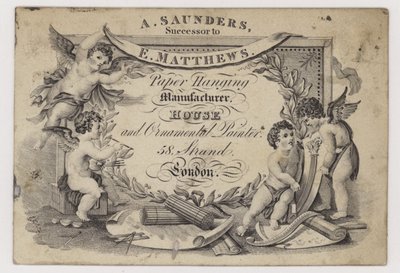 Paper Stainers, A Saunders, obchodní karta od English School