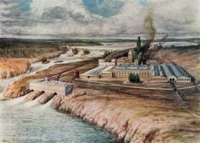 Papírny, Newfoundland (barevná litografie) od English School