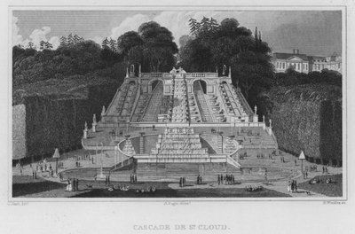 Paris, Cascade De St Cloud (rytina) od English School