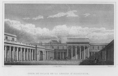 Paříž, nádvoří paláce čestné legie (rytina) od English School