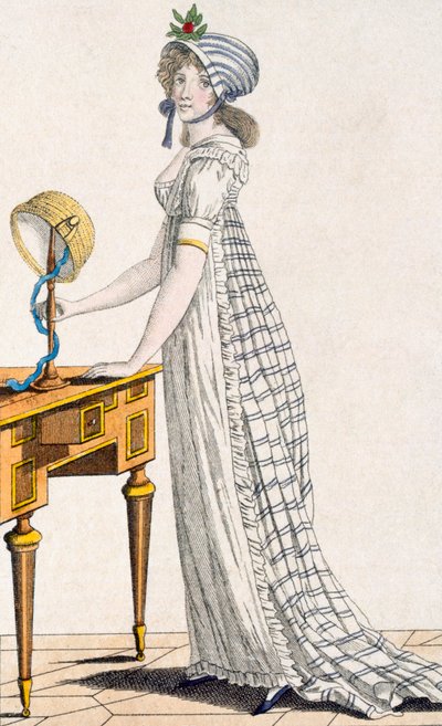 Pařížské šaty, z Ladys Magazine, 1802 od English School