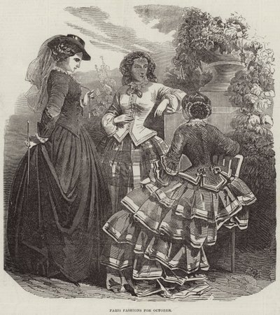 Paris Fashions for October (rytina) od English School