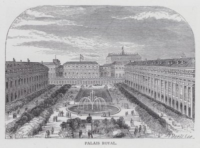Paříž, Palais Royal (rytina) od English School