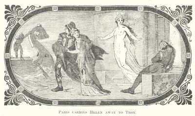 Paris odnáší Helenu do Tróje (rytina) od English School