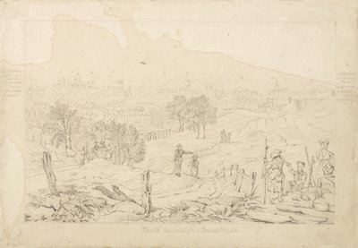 Paříž z výšin Belle Ville, 1815 od English School