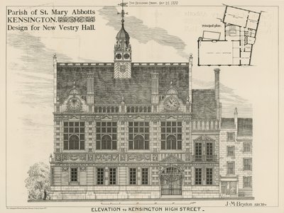 Parish of St Mary Abbots, Kensington, návrh pro New Vestry Hall od English School