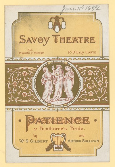 Trpělivost; nebo Bunthornes Bride od W. S. Gilberta a Arthura Sullivana od English School